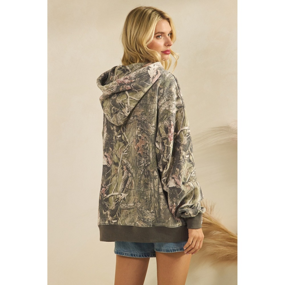 T105. Tree‎ Camo Hoodie Pullover Sweatshirt - Picture 2 of 6